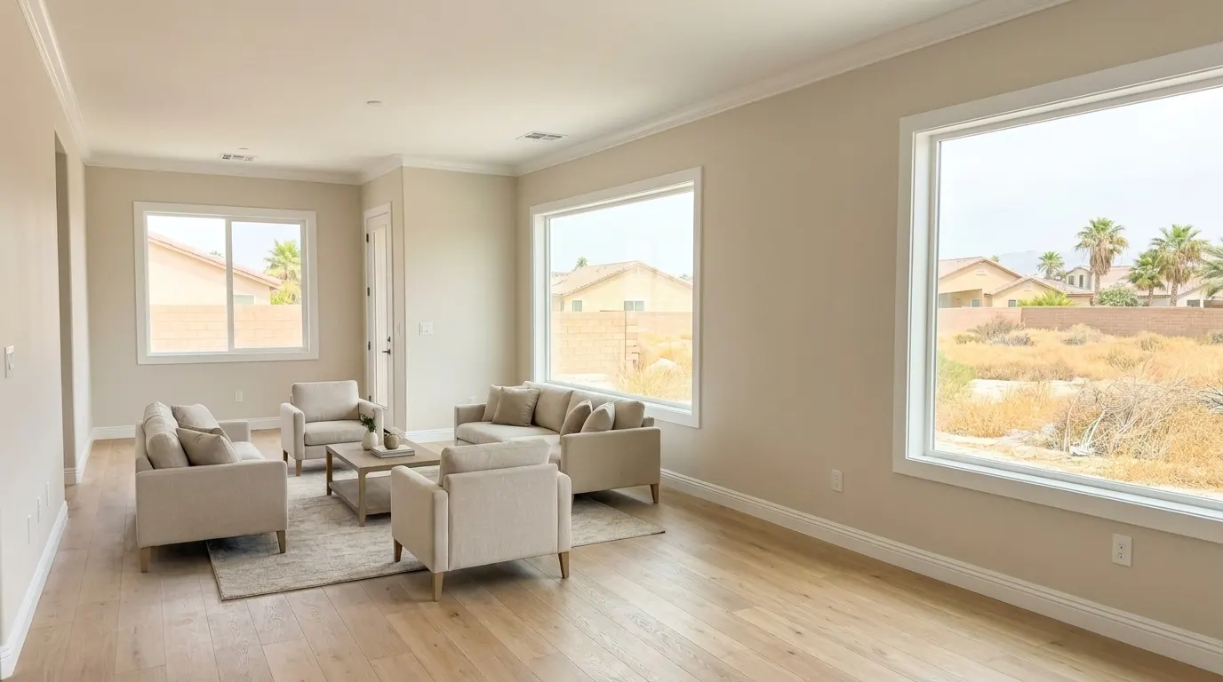 Same room fully rebuilt and finished after reconstruction